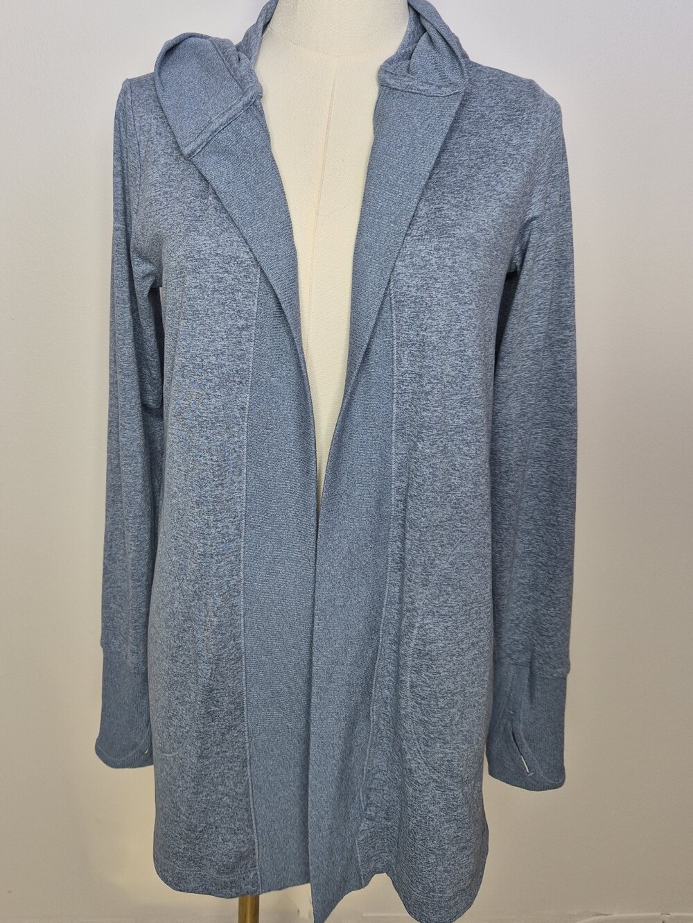 Athleta Uptempo Heathered Blue Hooded Wrap Cardigan Sz XS